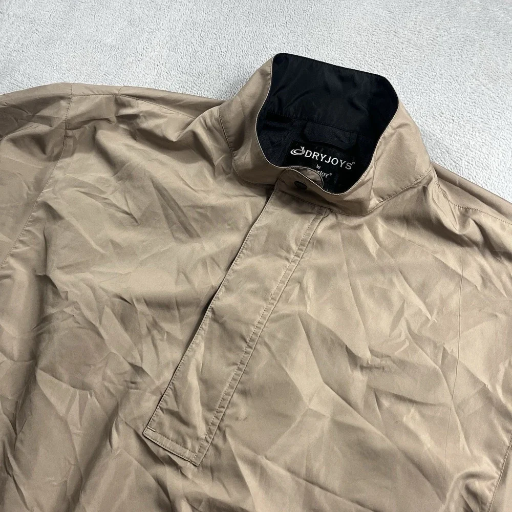 Footjoy Dryjoys Jacket Mens L Brown Golf Windbreaker Caped Zip Snap Front VTG